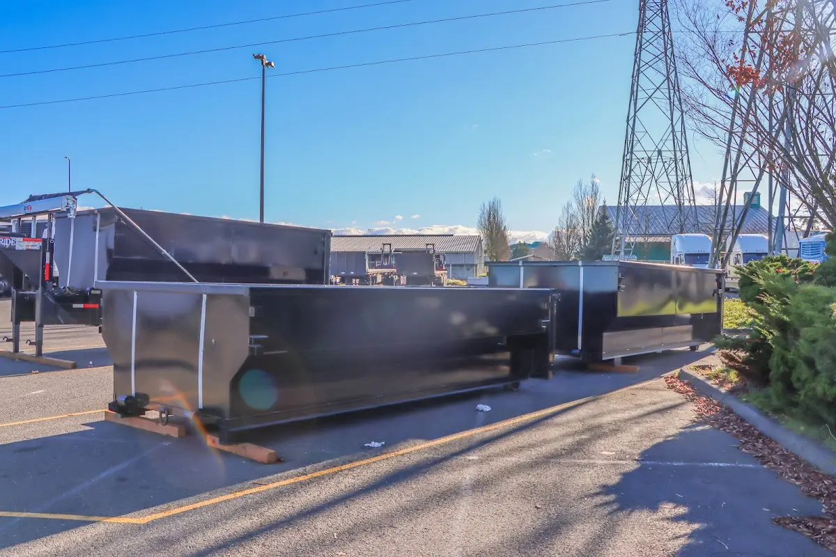 Roll-off dumpster ready for waste disposal at job site for Construction Dumpster Rental in Marysville